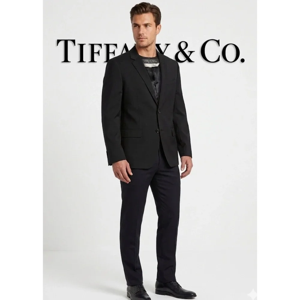 Tiffany &‎ Co. Men's Black Blazer Sport Coat Jacket US 46 EU 56 Luxury